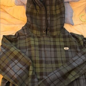 Abercrombie & Fitch Green and Black Plaid Hoodie